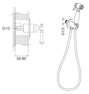 Гигиенический душ со смесителем Rose R0105Q бронза